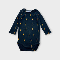 Mini Rodini Lighting Bolt Onesie, Size 0