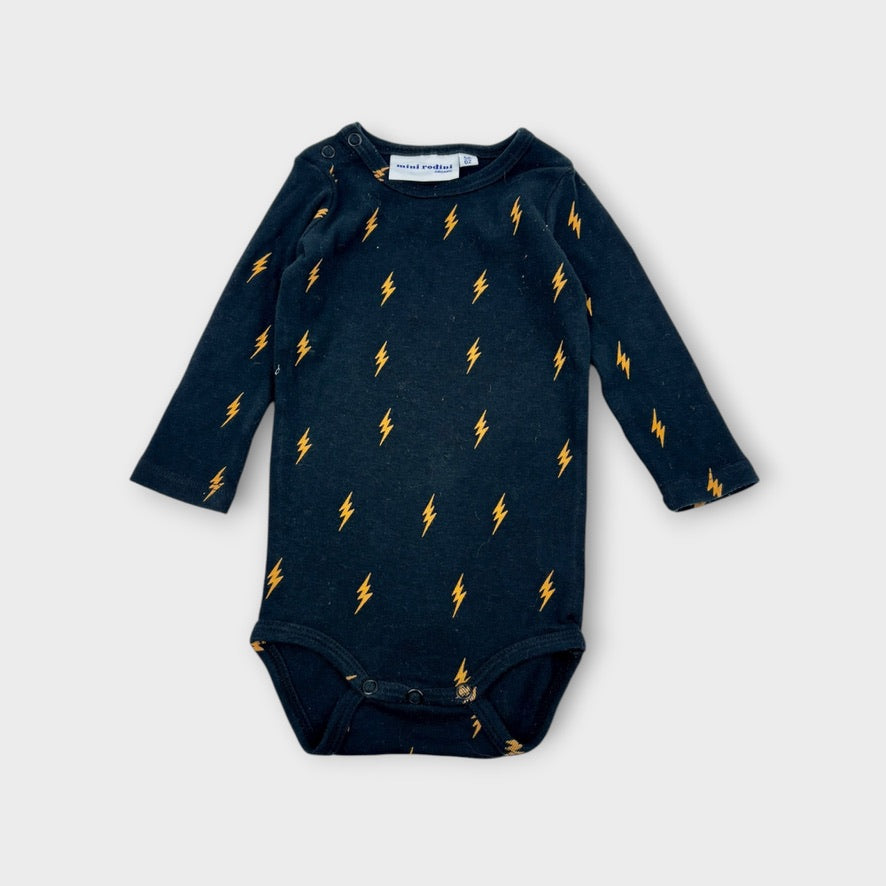 Mini Rodini Lighting Bolt Onesie, Size 0