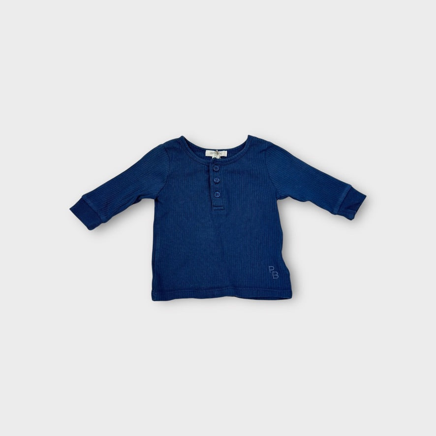 Purebaby Blue Ribbed Top, Size 000