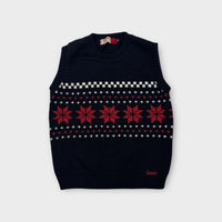 Guess Fair Isle Knitted Vest Navy, Size 7