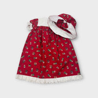 Vintage Handmade Christmas Dress and Hat Set, Size 4