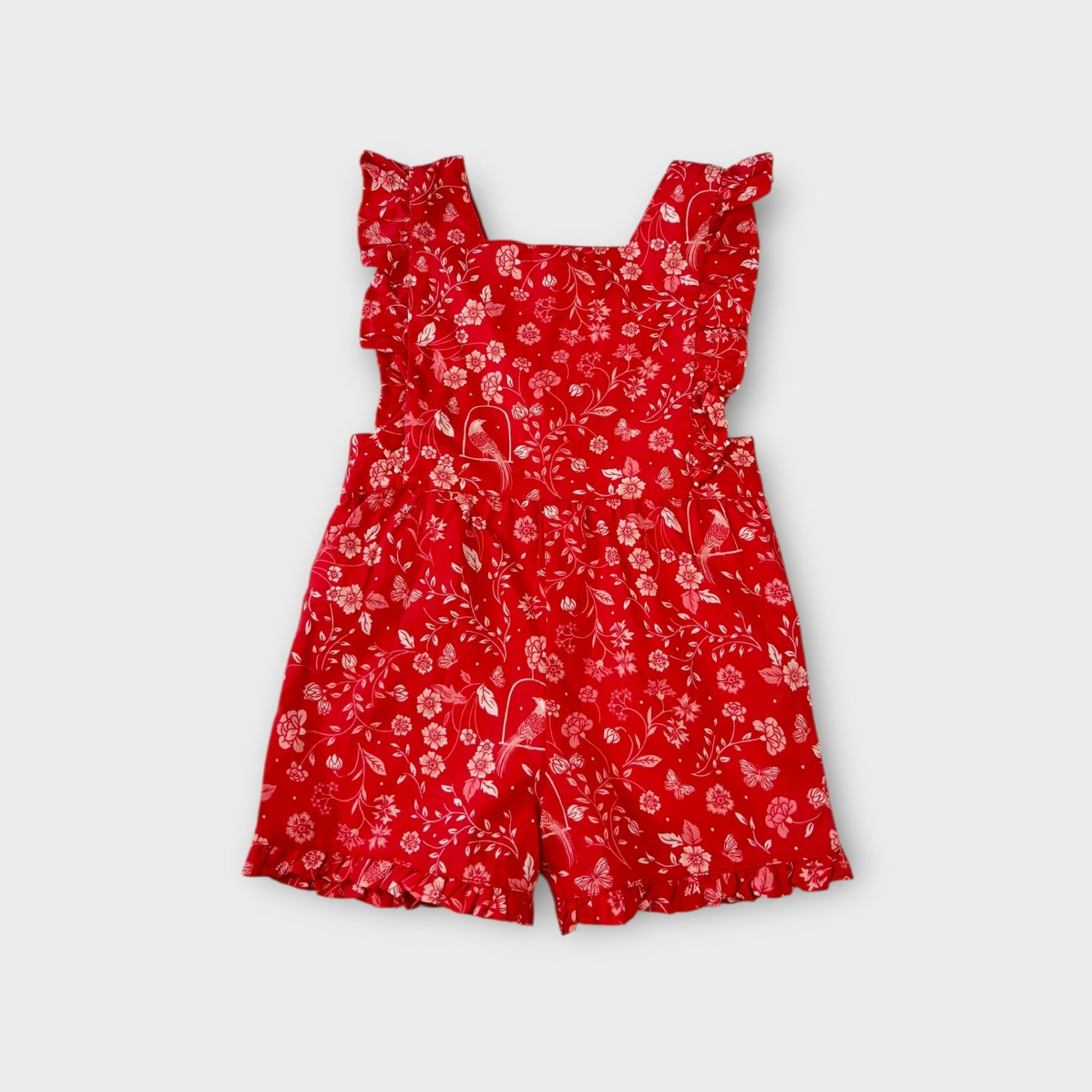 Purebaby Red Floral Romper, Size 2