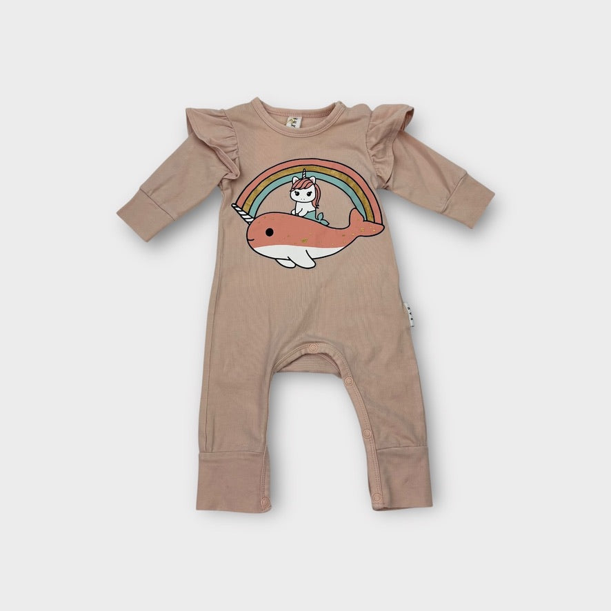 Hux Baby Rainbow Unicorn Onesie, Size 000