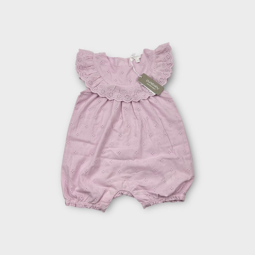 Purebaby Broderie Romper, Size 1