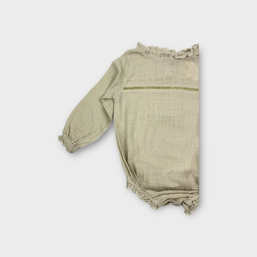 Illoura the Label Frill Linen Romper, Size 1