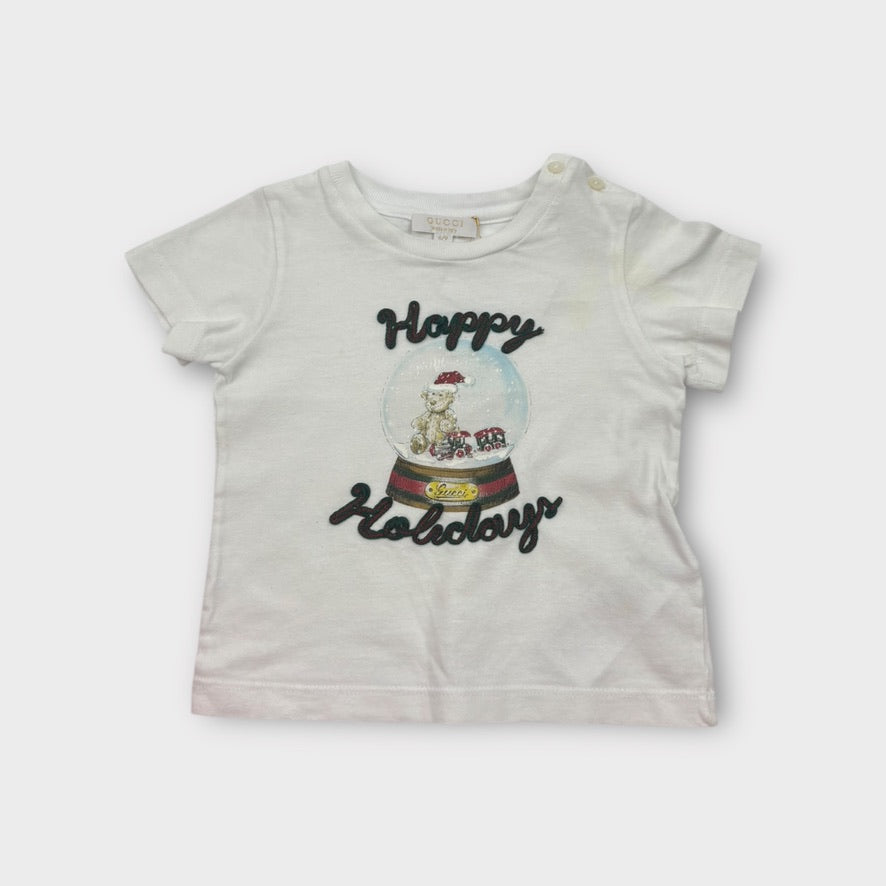 Gucci Happy Holidays Christmas Tee, Size 0