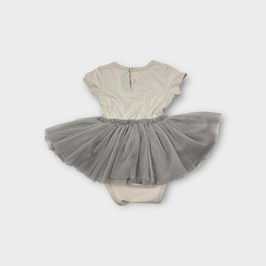Rock Your Baby Grey Tulle Romper, Size 1