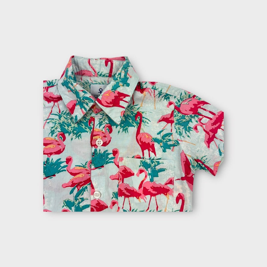 Bali Boat Shed Flamingo Shirt, Size 1