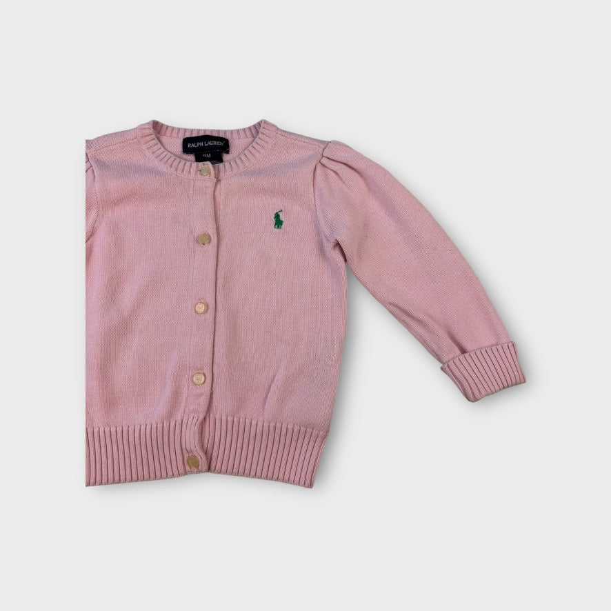 Ralph Lauren Pink Logo Cardigan, Size 18M