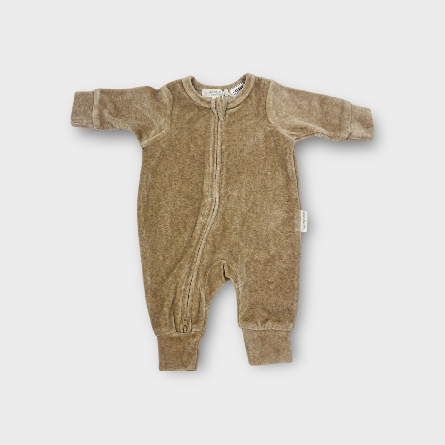 Purebaby Velour Onesie, Size NB