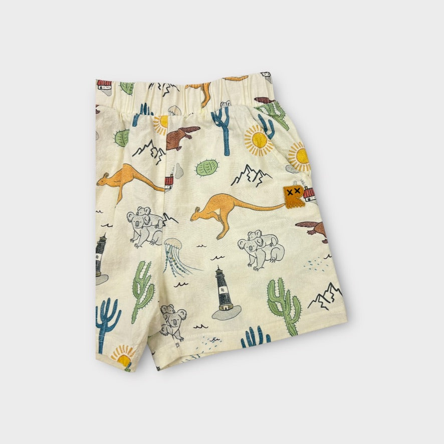 Rock Your Kid Australiana Print Shorts, Size 5
