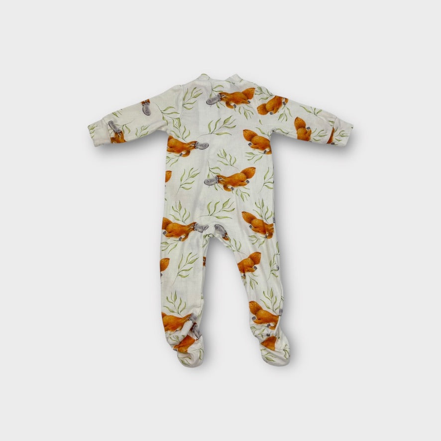 Botanical Baby Platypus Onesie, Size NB