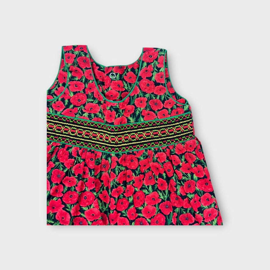 Vintage Poppy Print Romper, Size 1