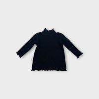 Soll the Label Ribbed Black Top, Size 000