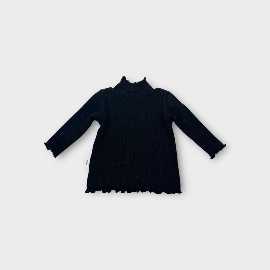 Soll the Label Ribbed Black Top, Size 000