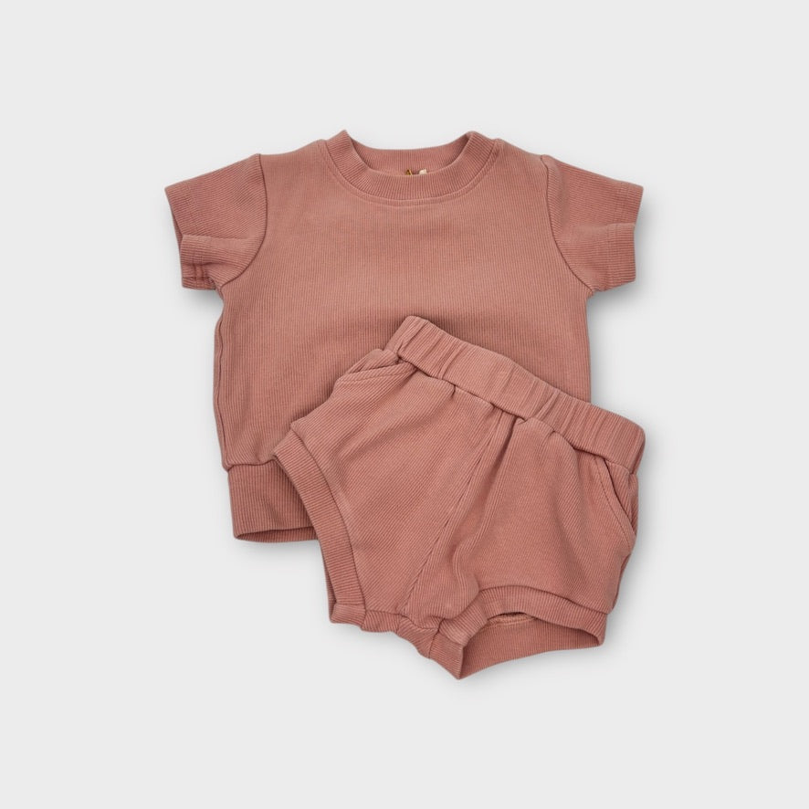 Tiny Trove Pink Ribbed Set, Size 000