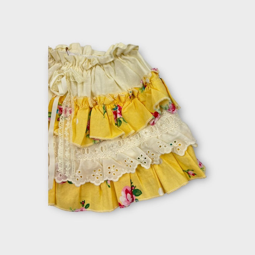 Handmade Yellow Frill Skirt, Size 1