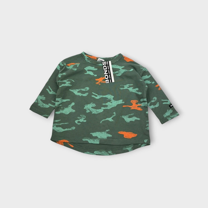 Bonds Long Sleeve Camo Top, Size 1