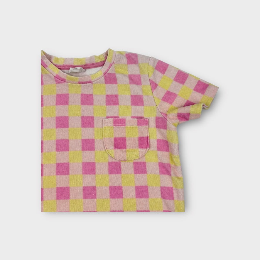 Milky Check Terry Towelling Top, Size 8