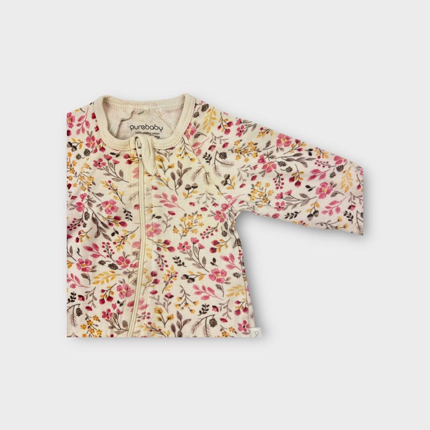 Purebaby Flower Onesie, Size 0000