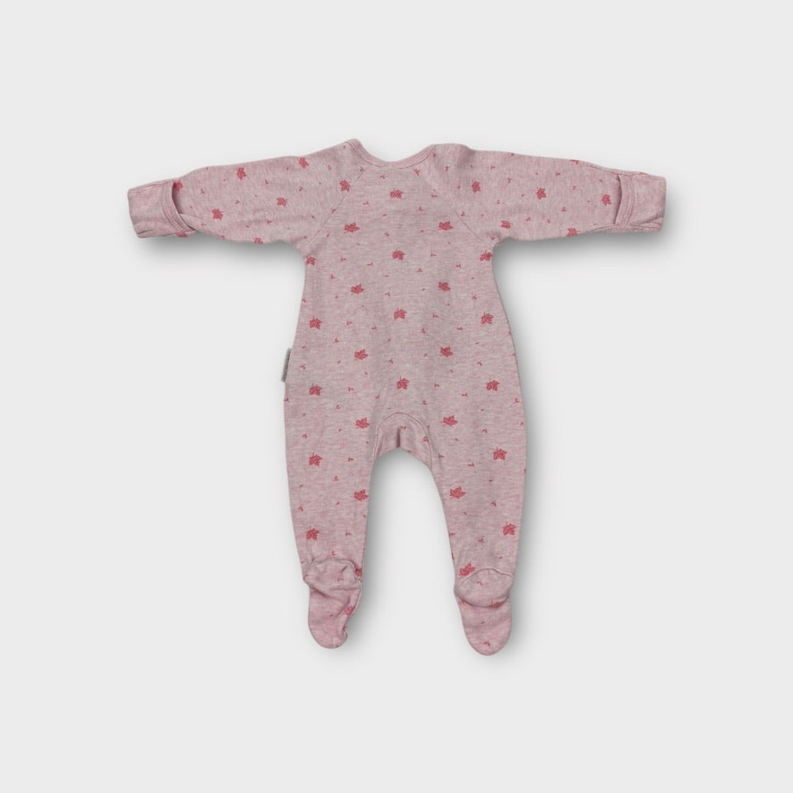 Purebaby Pink Leaf Onesie, Size NB