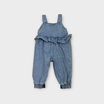 Blue Boppers Denim Ruffle Overalls, Size 0