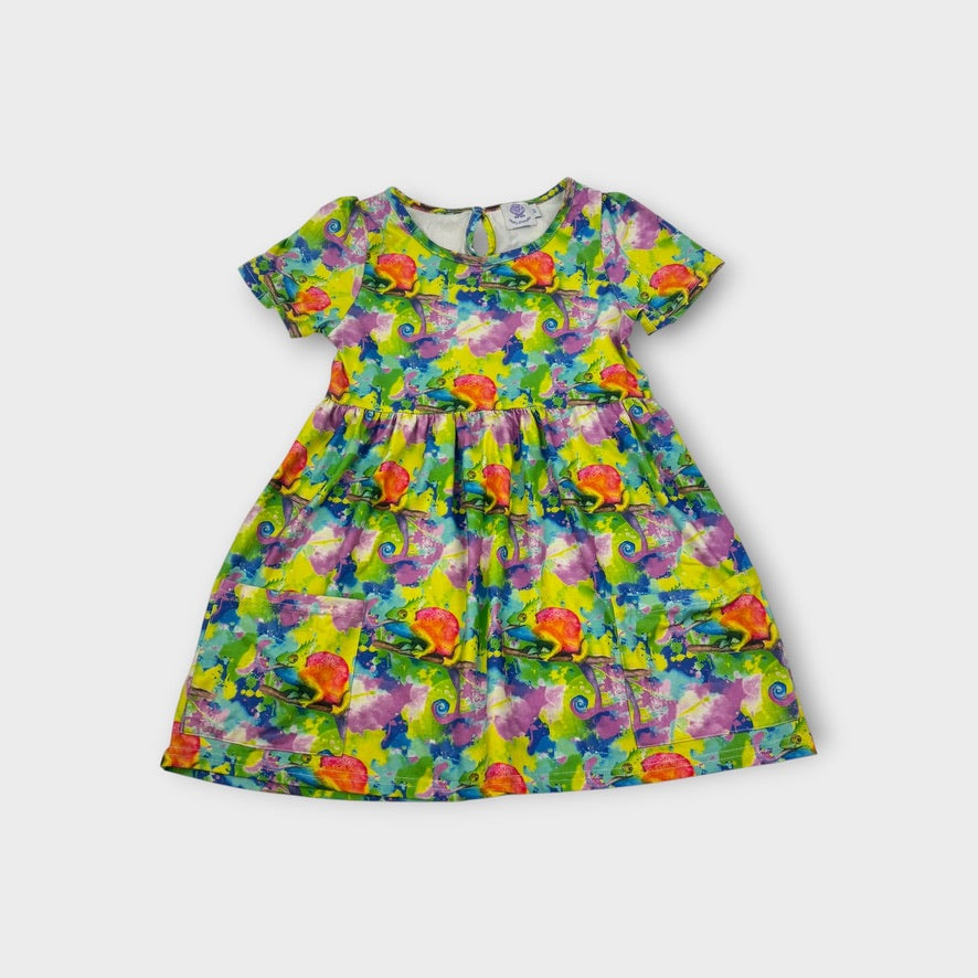 Cheeky Chickadee Chameleon Dress, Size 5