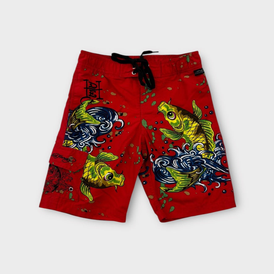 Ed Hardy Koi Fish Boardshorts, Size 3-4