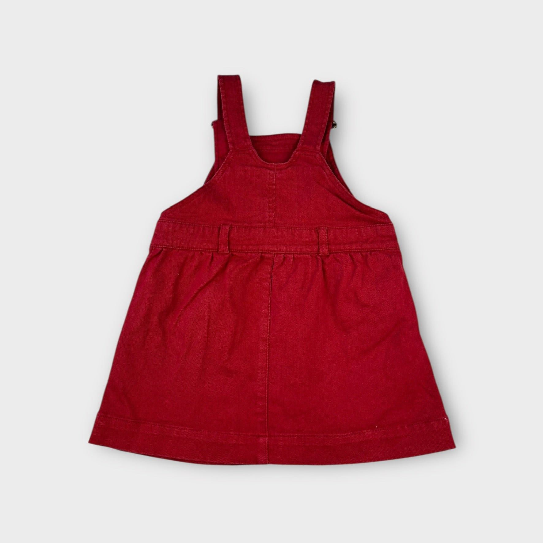 Dotty Dungarees Red Pinafore Dress, Size 2