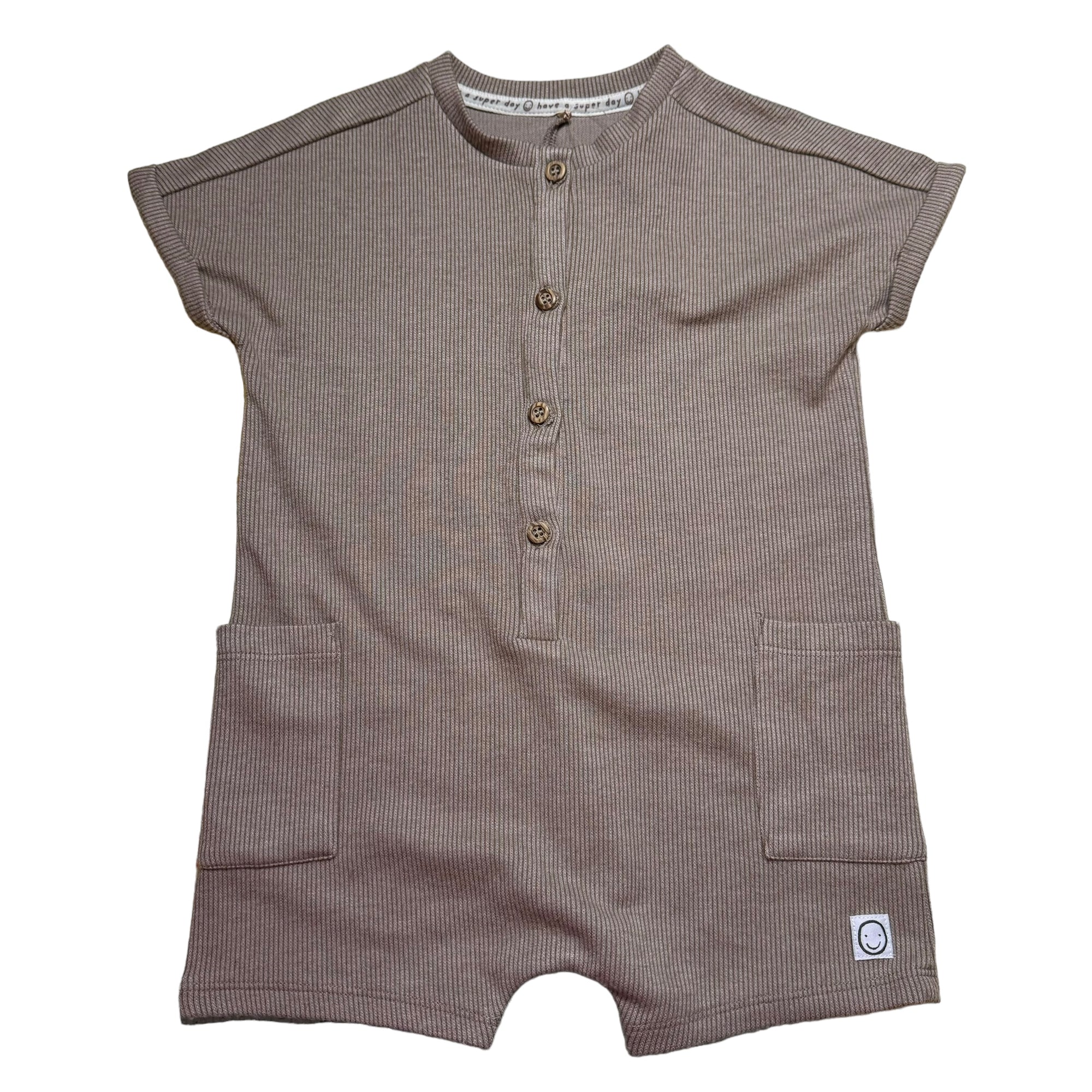George Ribbed Cotton Romper, Size 2