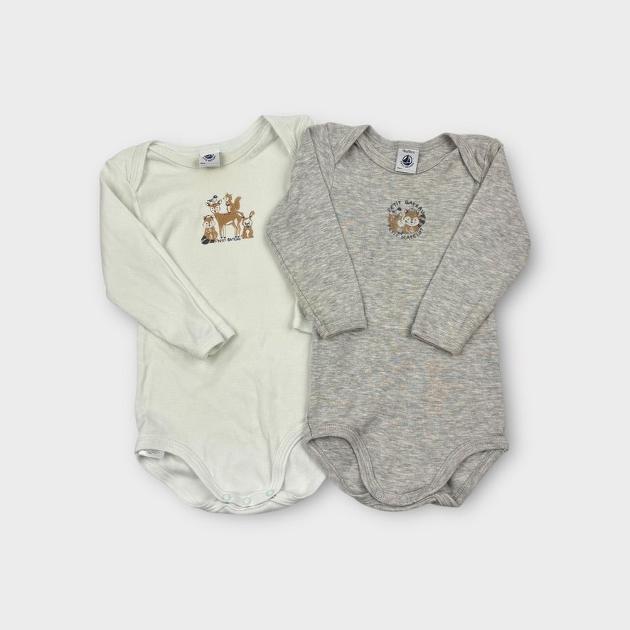 Petit Bateau Long Sleeve Bodysuit Bundle, Size 1
