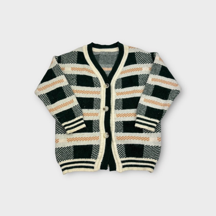 Checkered Knit Cardigan, Size 8