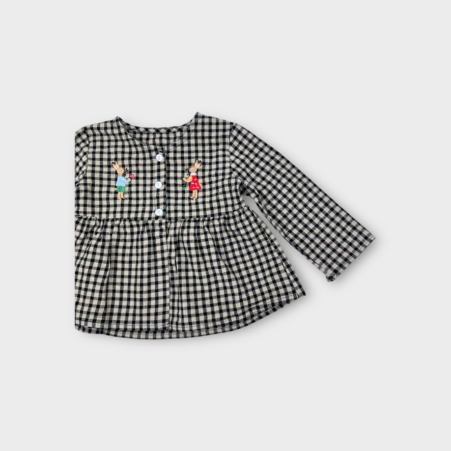 Gingham Bunny Smock Top, Size 1