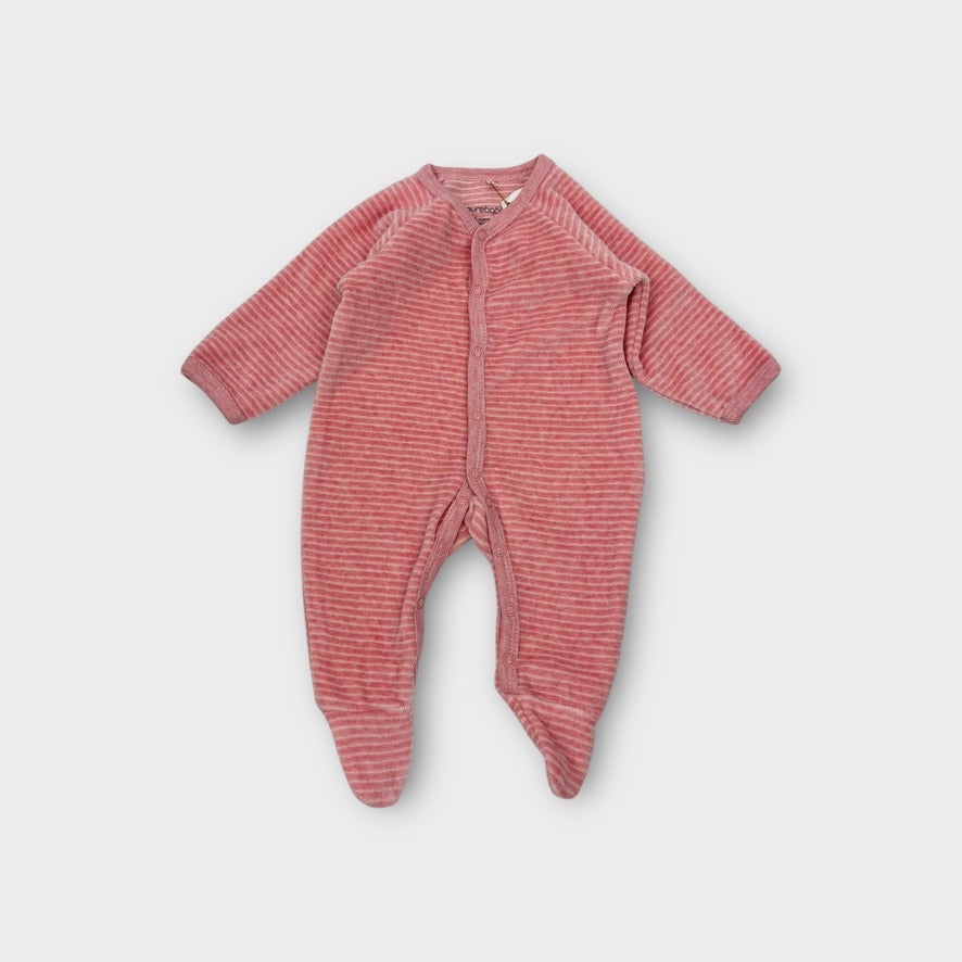 Purebaby Velour Stripe Onesie, Size NB