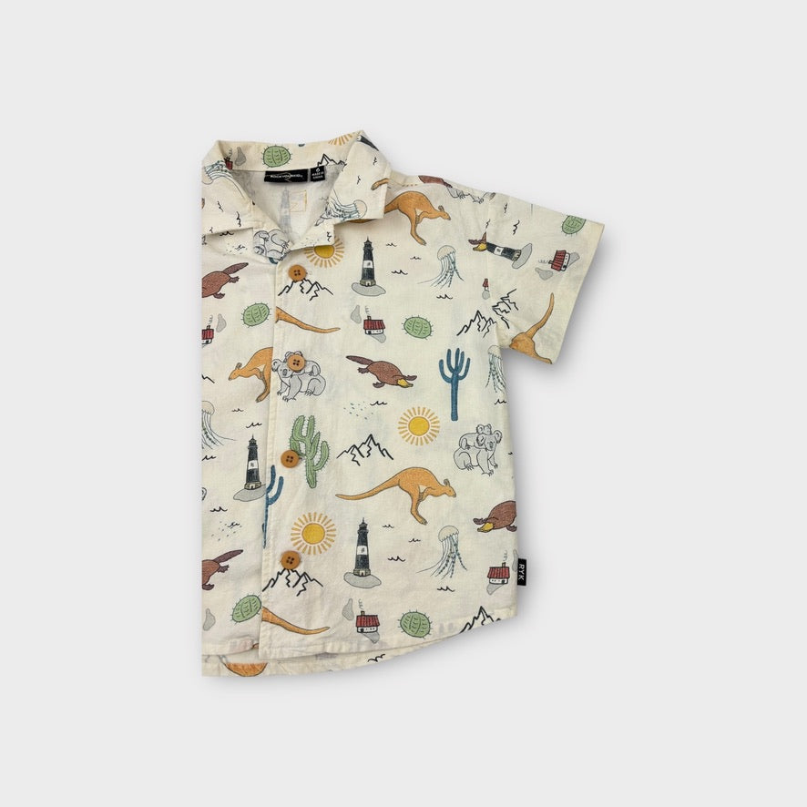 Rock Your Kid Australiana Print Shirt, Size 6