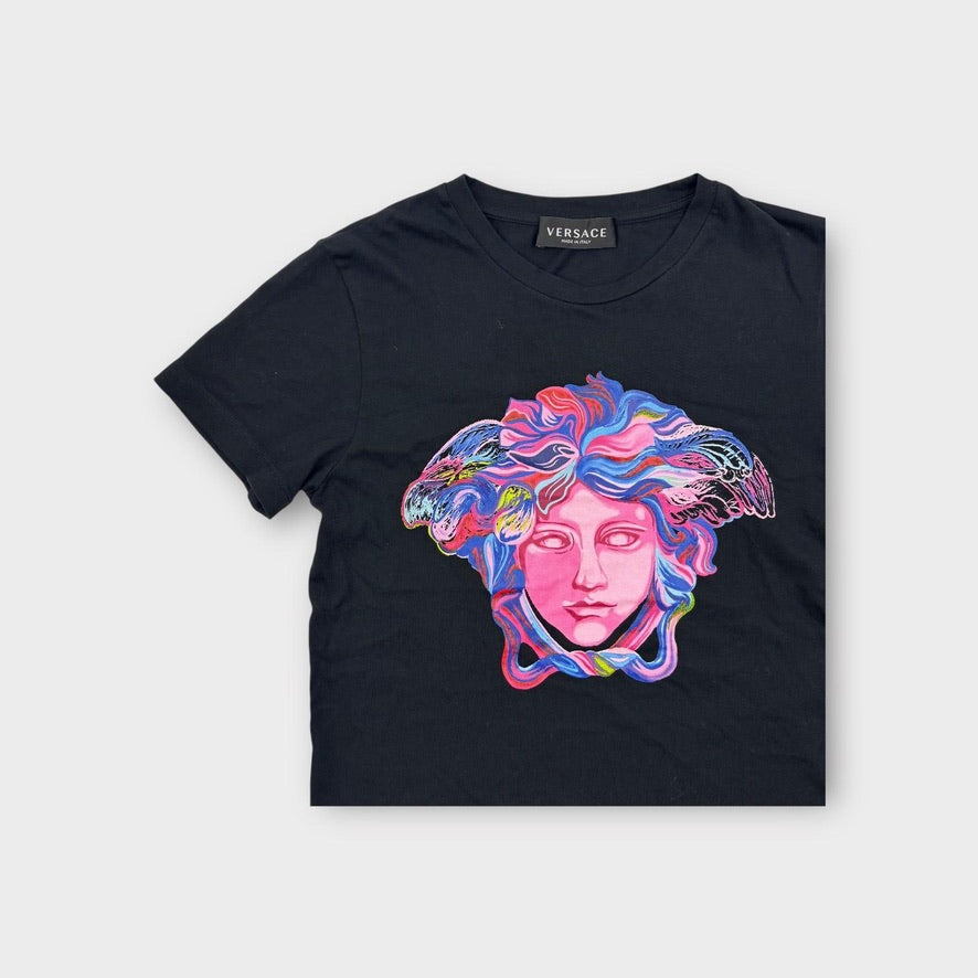 Versace Black Printed T-shirt, Size 10