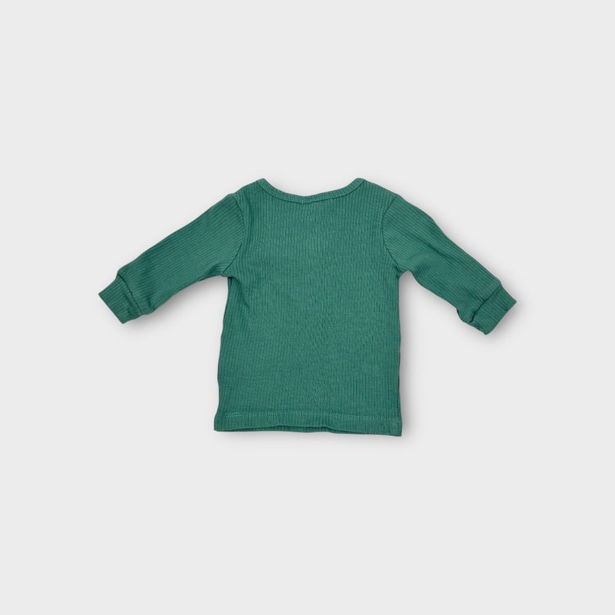 Purebaby Green Ribbed Top, Size 000