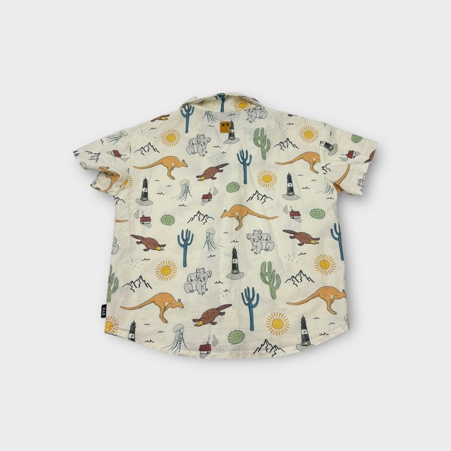 Rock Your Kid Australiana Print Shirt, Size 6