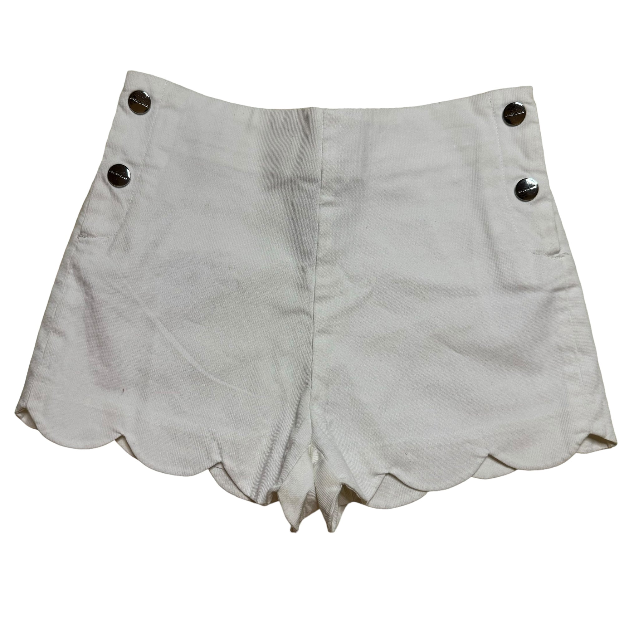 Jacardi White Scalloped Shorts, Size 6