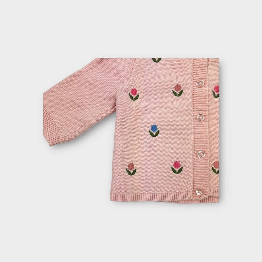 Little Me Flower Knit Cardigan, Size 000