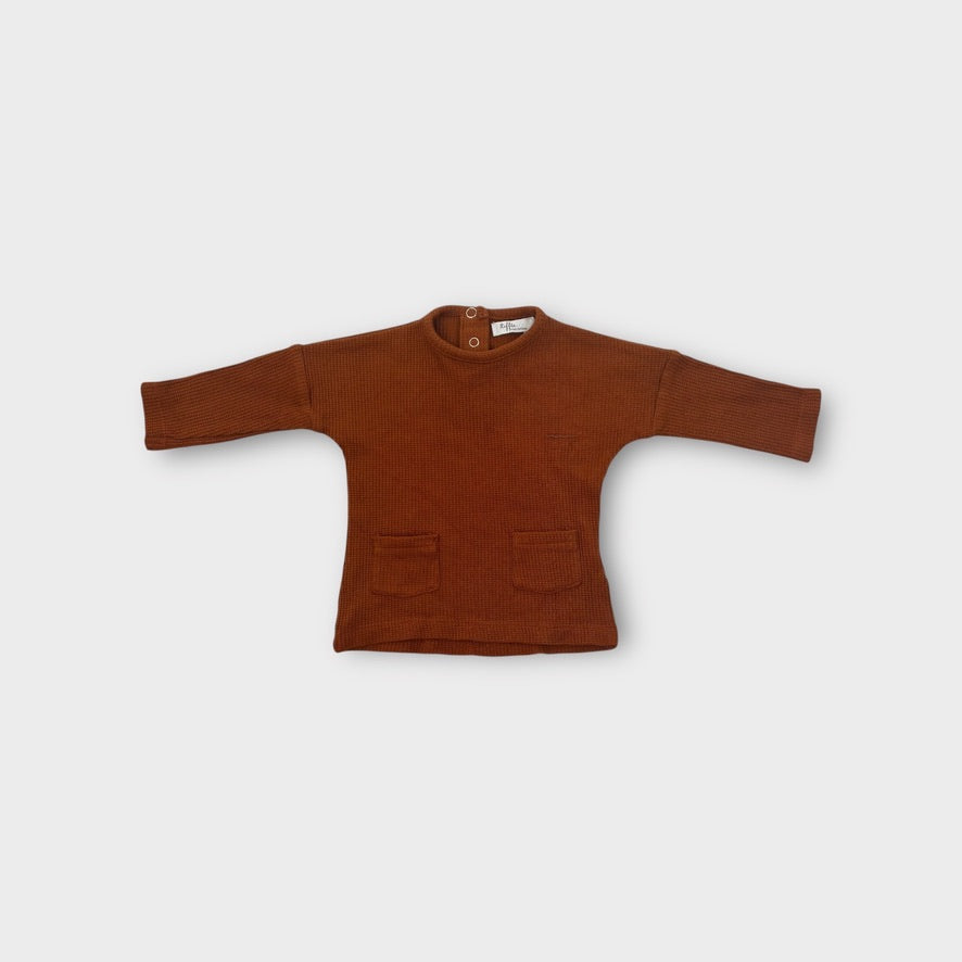 Riffle Long Sleeve Brown top, Size 000