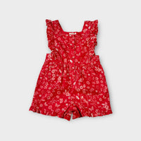 Purebaby Red Floral Romper, Size 2