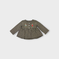 Gingham Bunny Smock Top, Size 1