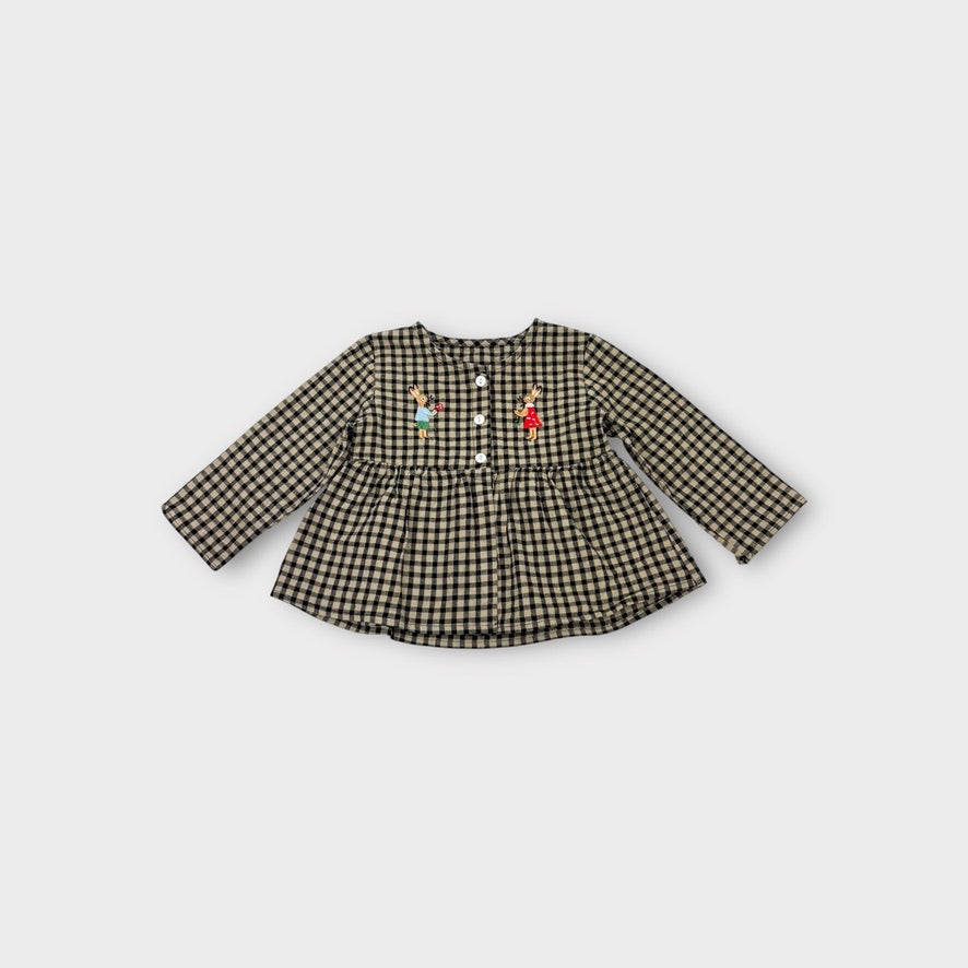 Gingham Bunny Smock Top, Size 1