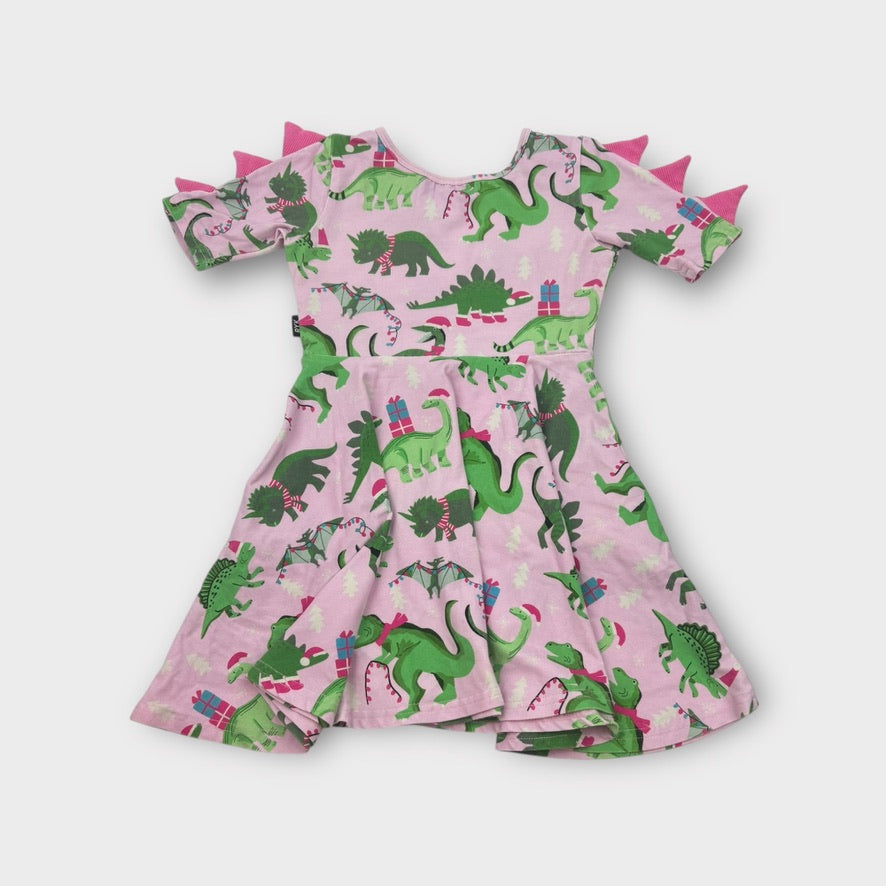 Rock Your Kid Dinosaur Christmas Dress, Size 3