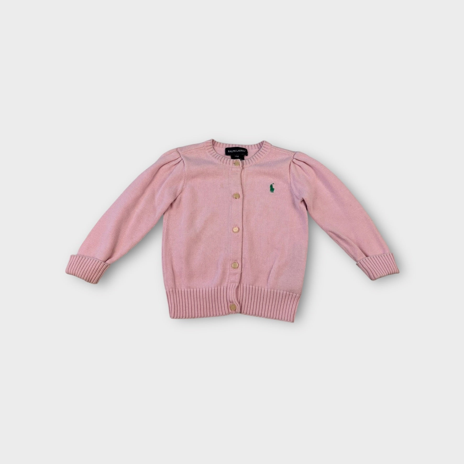 Ralph Lauren Pink Logo Cardigan, Size 18M