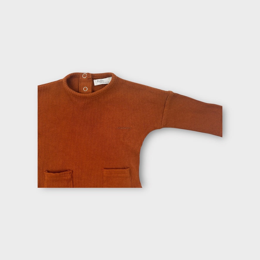 Riffle Long Sleeve Brown top, Size 000