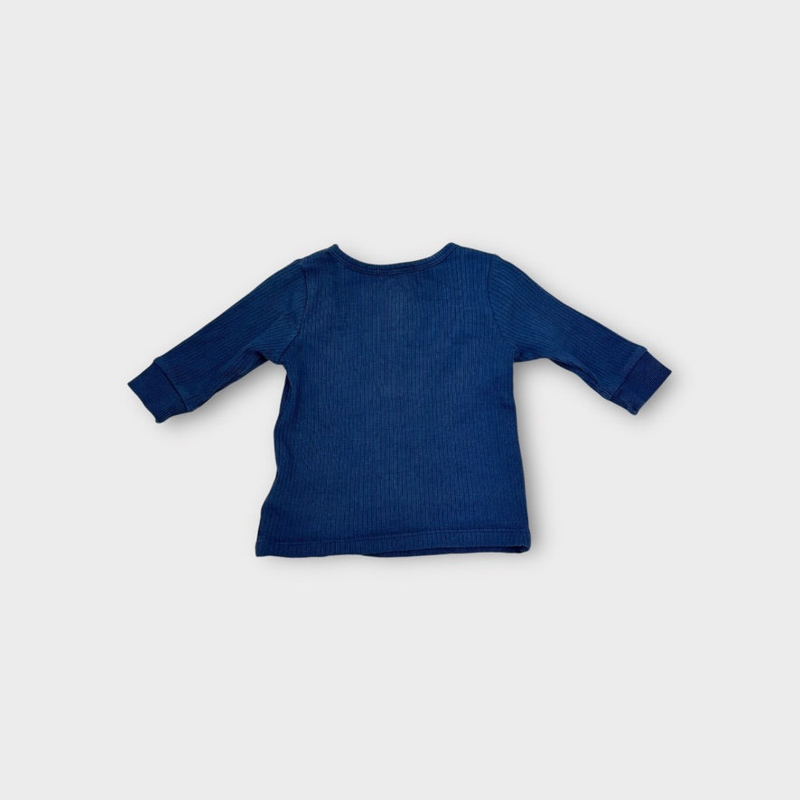 Purebaby Blue Ribbed Top, Size 000