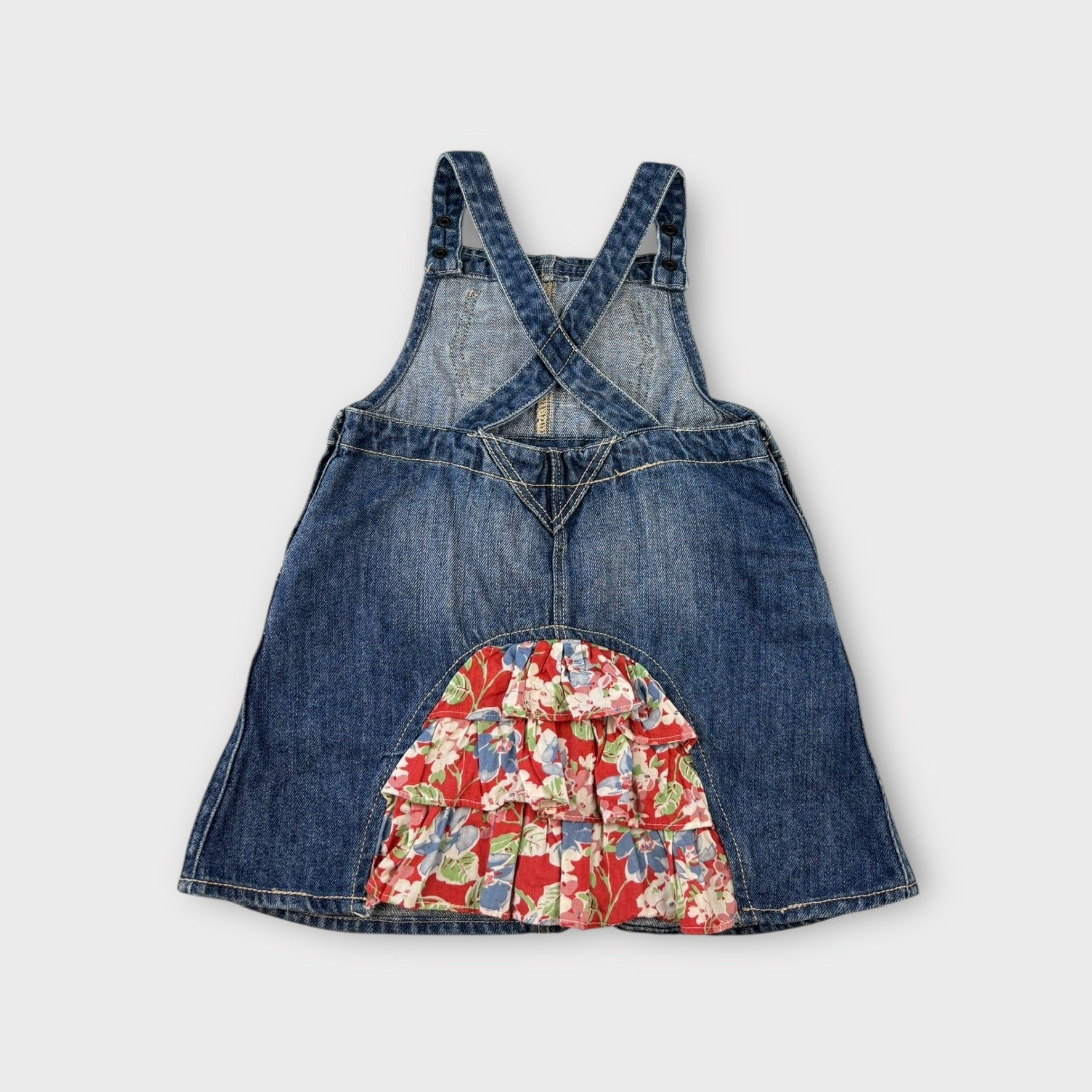 Ralph Lauren Denim Floral Ruffle Dress, Size 18M