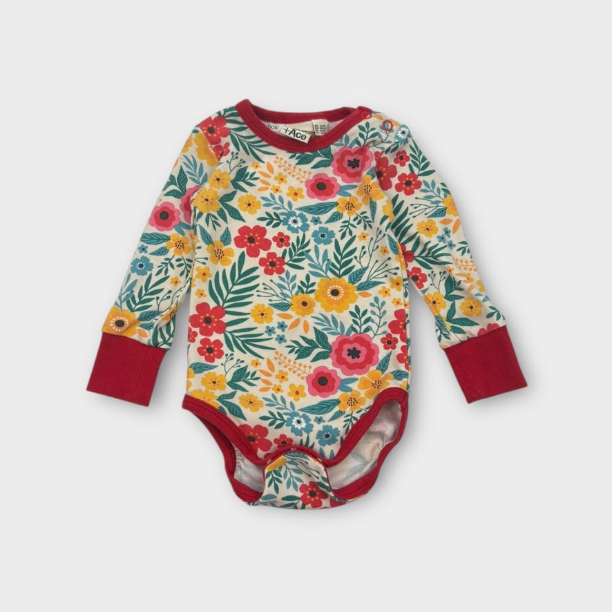 Goldie + Ace Red Floral Bodysuit, Size 00
